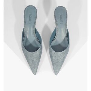 Schutz Women's Blue Pointed-Toe Mules